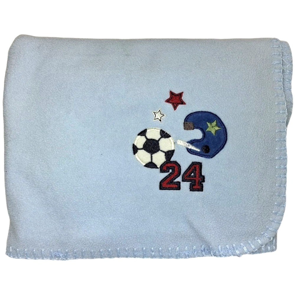 Circo Baby Boy Blue Sports‎ Soccer Fleece Blanket Helmet 24 Target Thin Soft htf